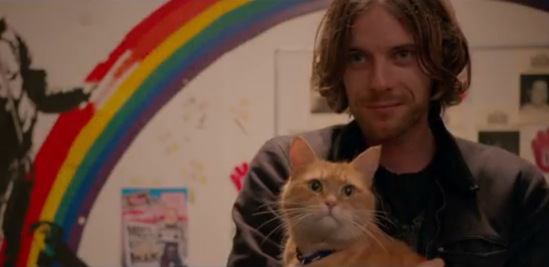 流浪猫鲍勃和主人在街头视频,流浪猫鲍勃和主人击掌