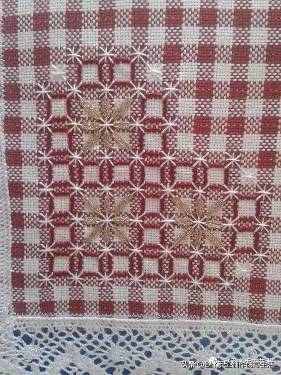 桌布花边的手工刺绣,刺绣桌布diy简单图案