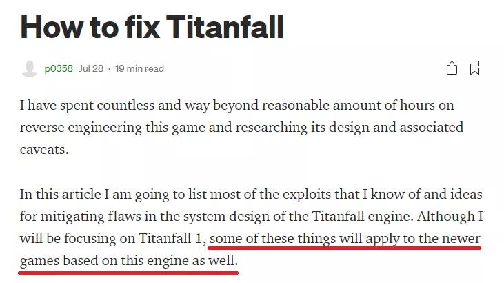 为《泰坦陨落》修复漏洞的正义黑客，一夜之间又成了大反派