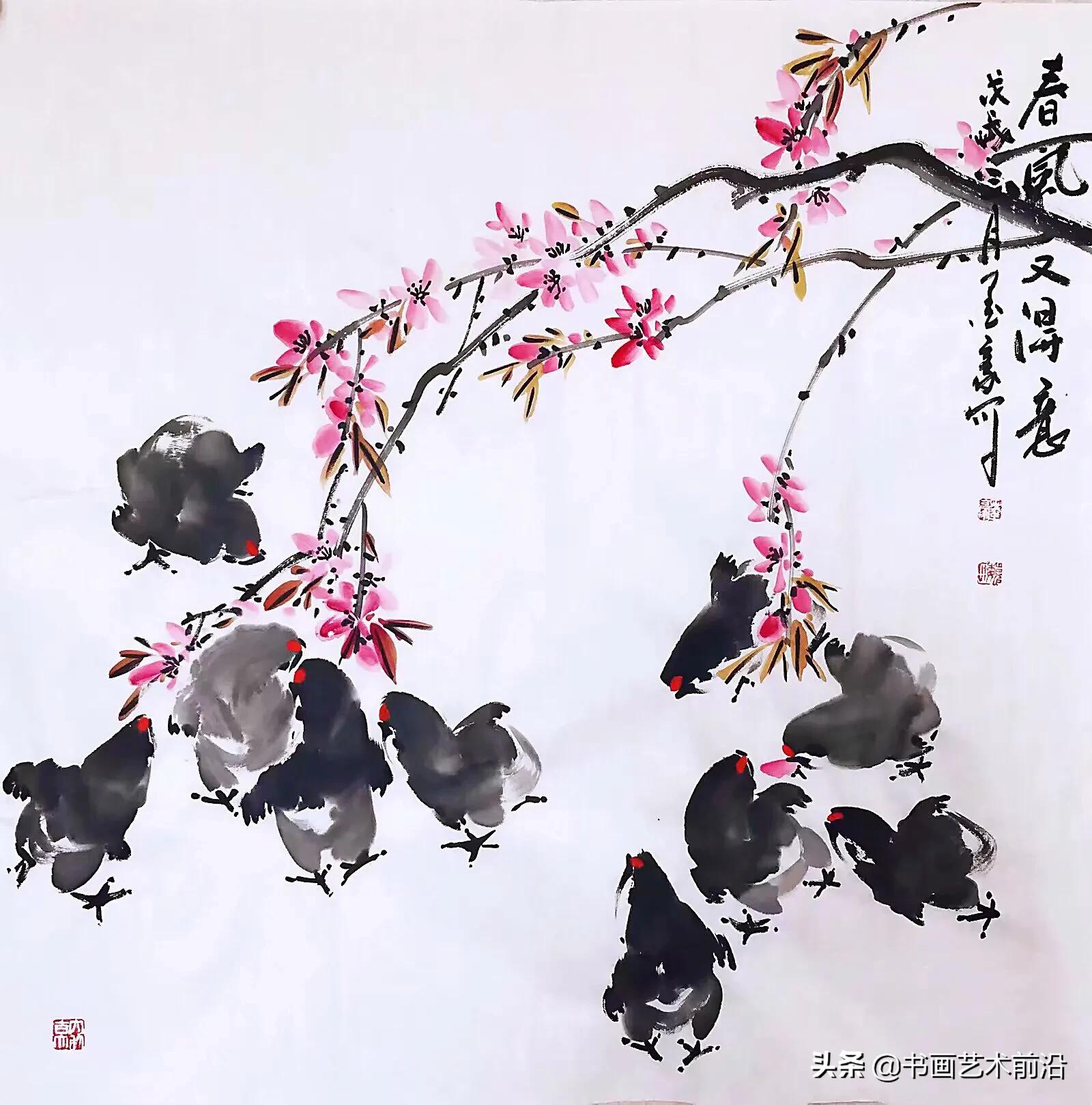 小鸡写意画作品欣赏,墨豪画鸡创意作品