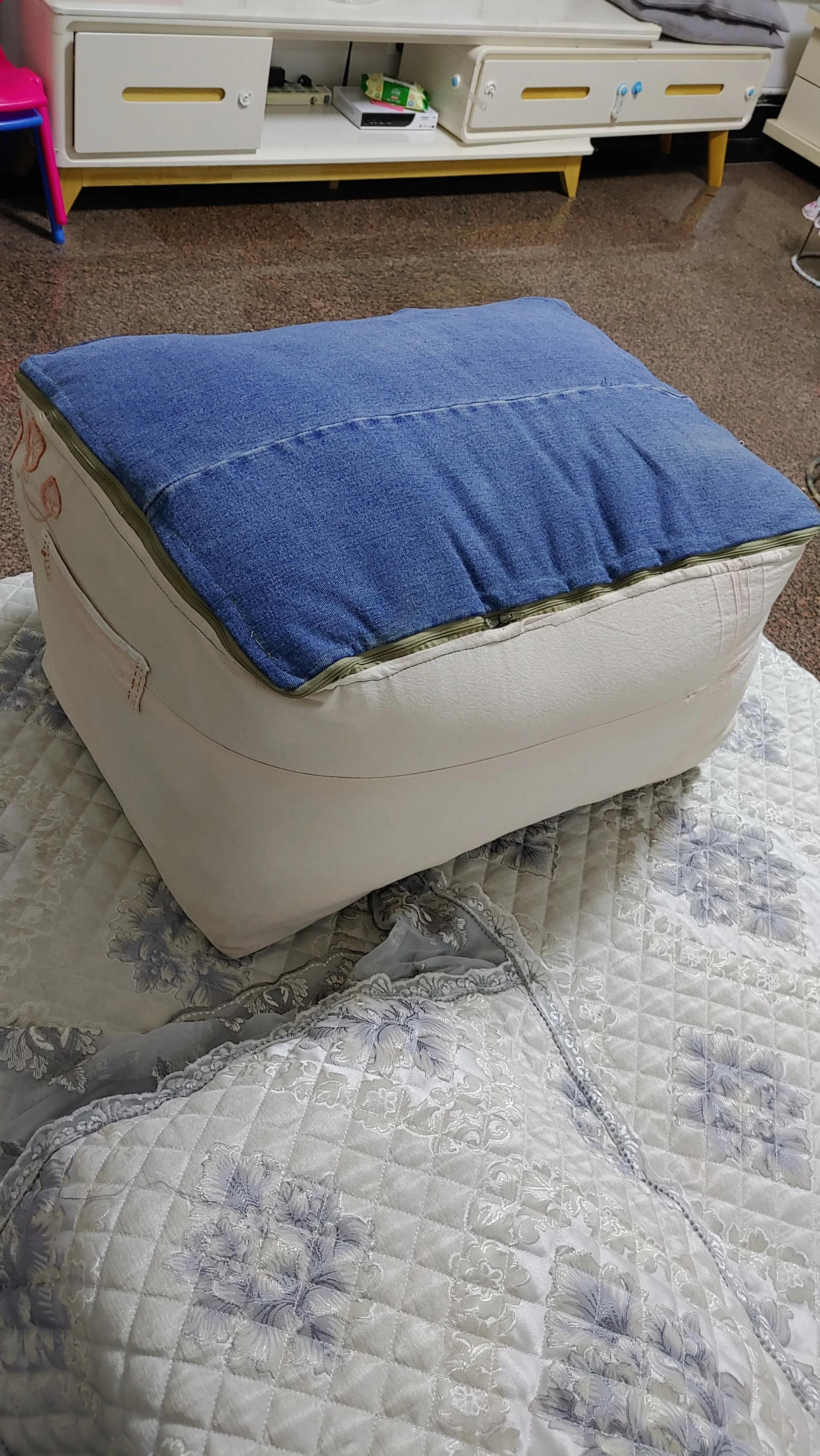 旧裤子改造成收纳箱,旧牛仔裤改造装被子的大包