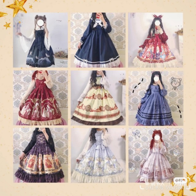 lolita洛丽塔秋冬款,lolita七件套红色