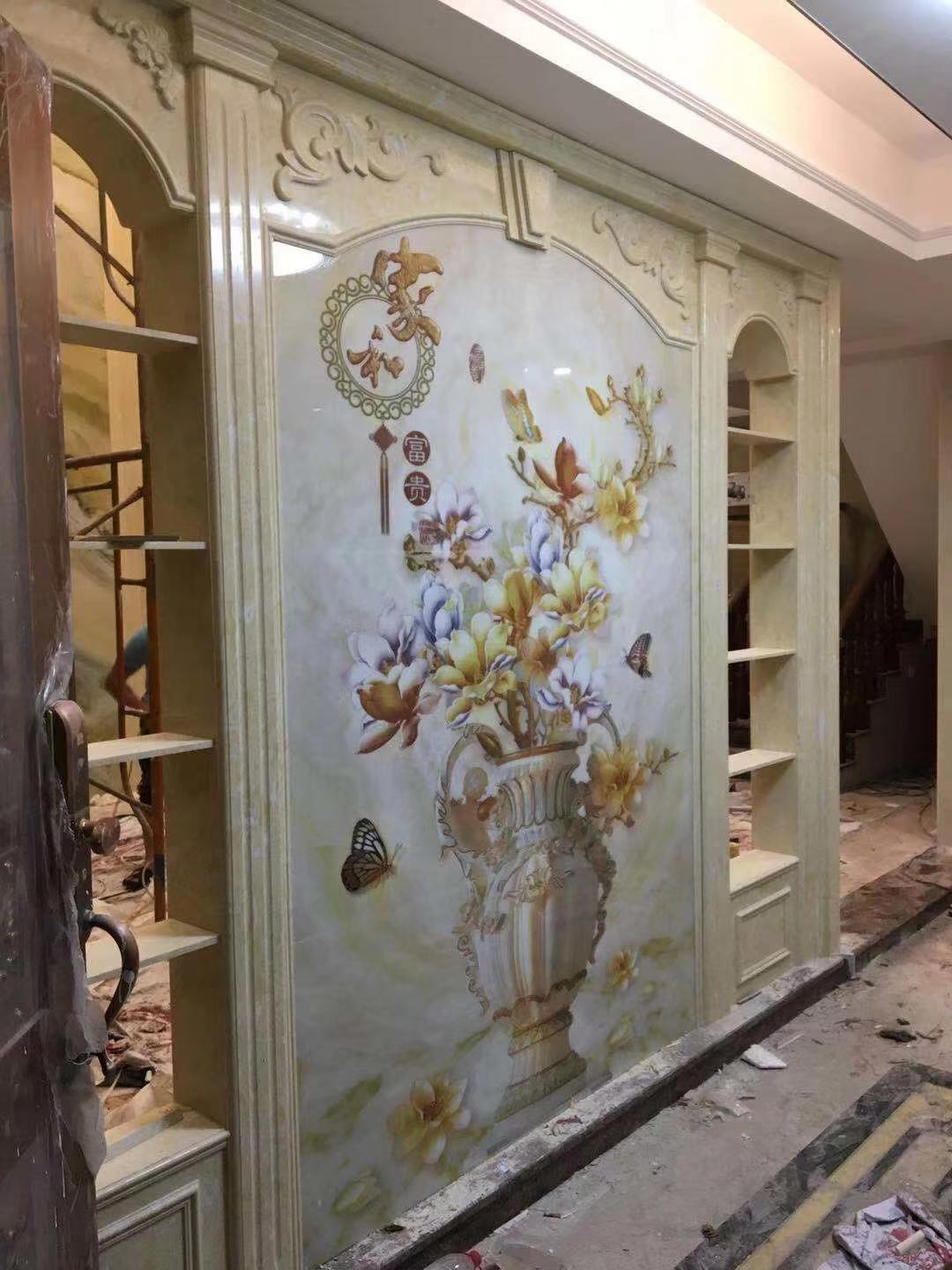 玄关墙瓷砖拼花图案,玄关背景墙大理石瓷砖效果图