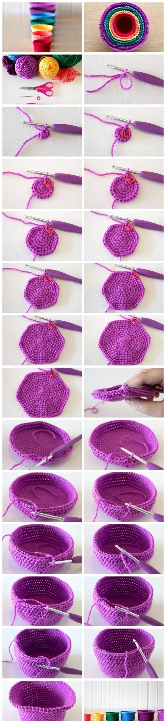 收纳盒子用布条线钩怎么钩视频,用三种毛线钩的收纳物