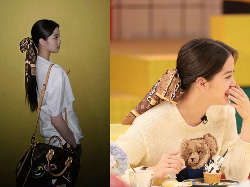 大蝴蝶结搭配大肠发圈,小清新蝴蝶结大肠发圈