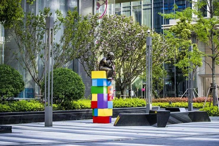 商业步行街景观设计效果图,现代商业街景观效果