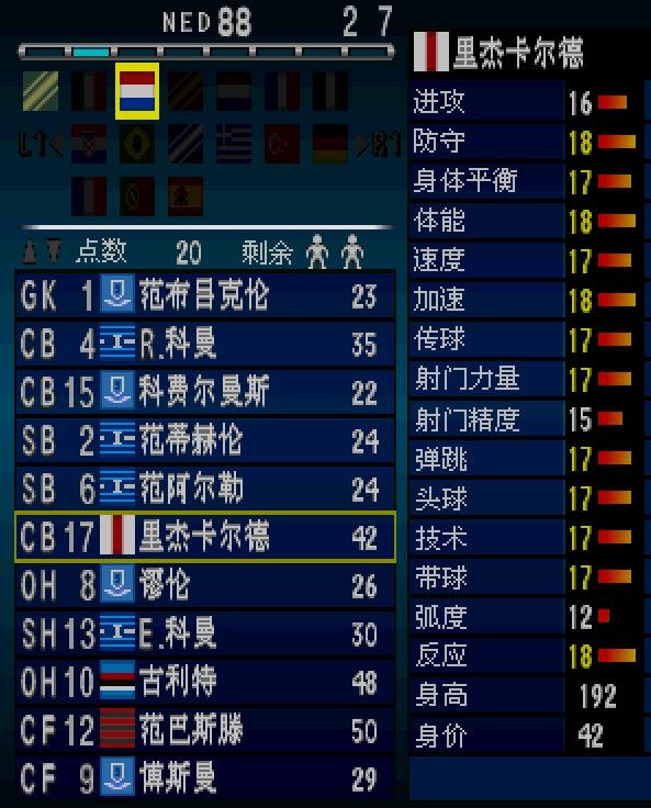 实况足球2002元老队阵容,实况足球2002球队阵容