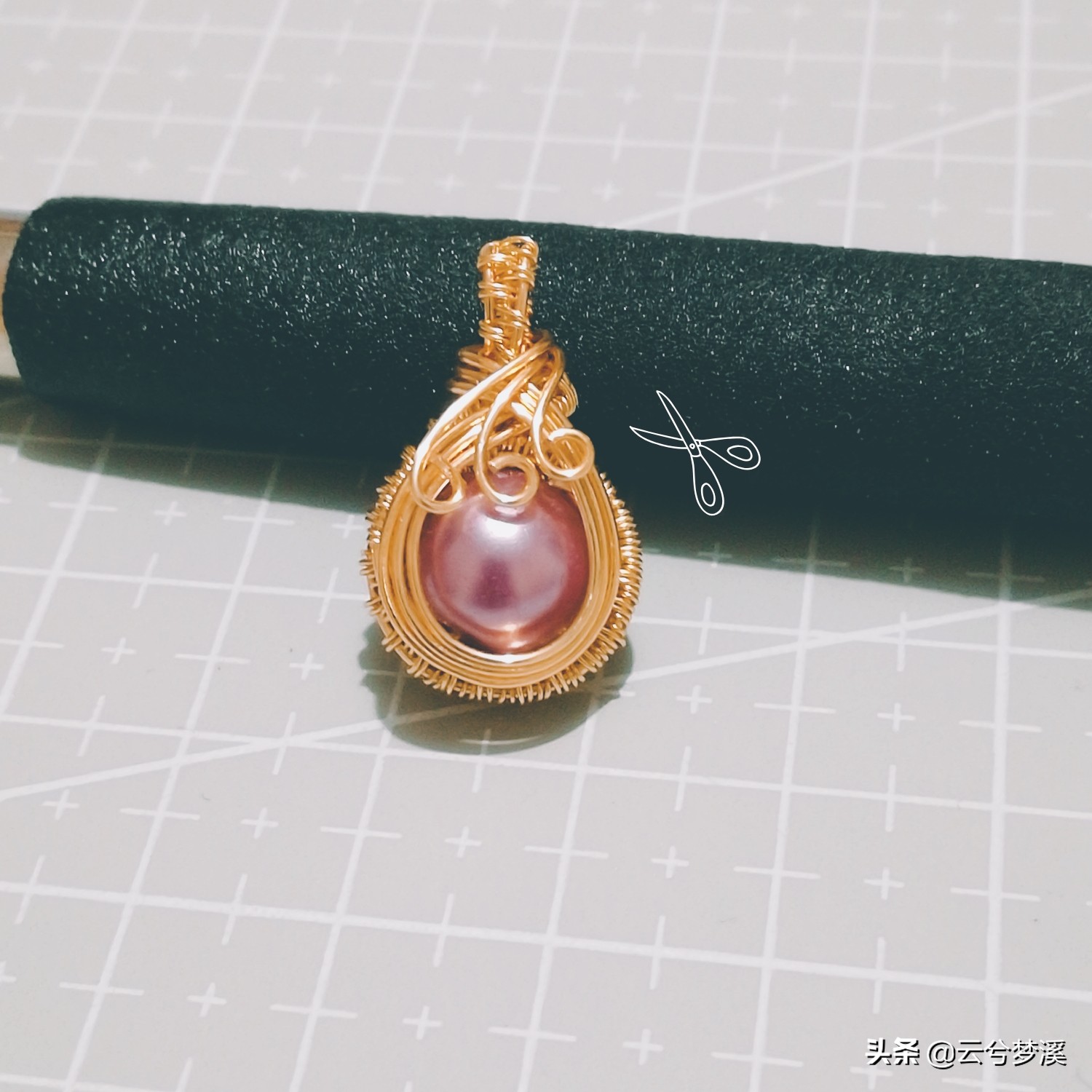 绕线教程铜丝珍珠吊坠,绕线珍珠吊坠