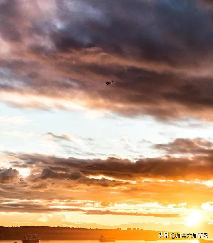 温哥华现最美晚霞+闪电温村秒变梦幻魔法城