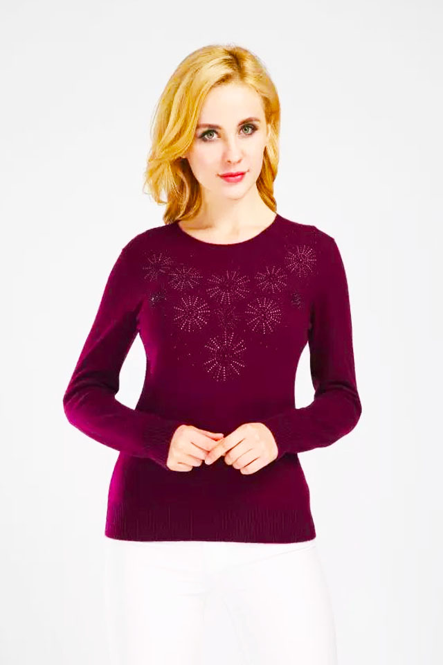 冬季女士必备的羊绒衫,宽松羊绒衫妈妈中国风