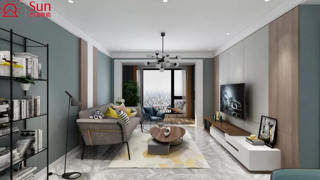 客厅铺月亮白瓷砖好看吗,客厅柔光瓷砖搭配图案大全