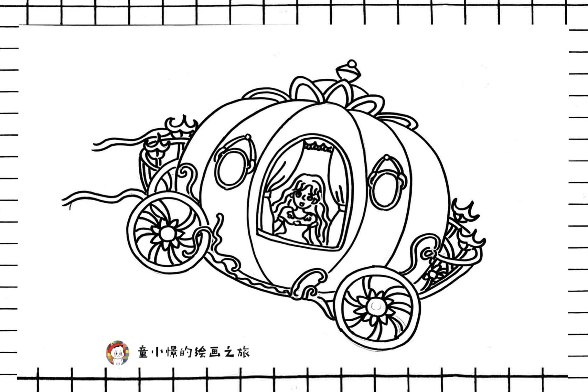 画南瓜马车简笔画,南瓜马车绘画