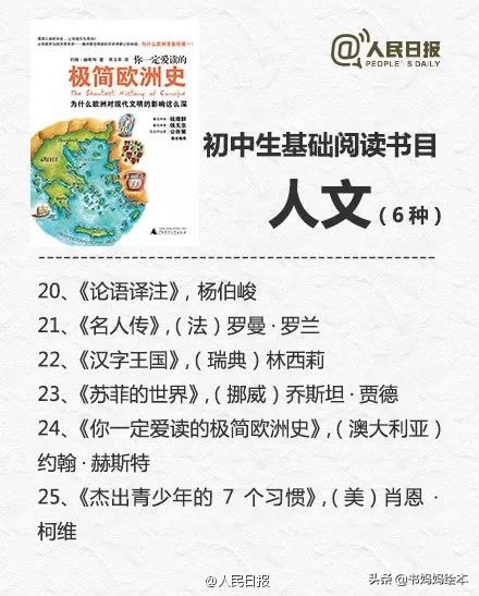 人民日报推荐1-9年级必读书单,人民日报推荐7-9年级中学生书单