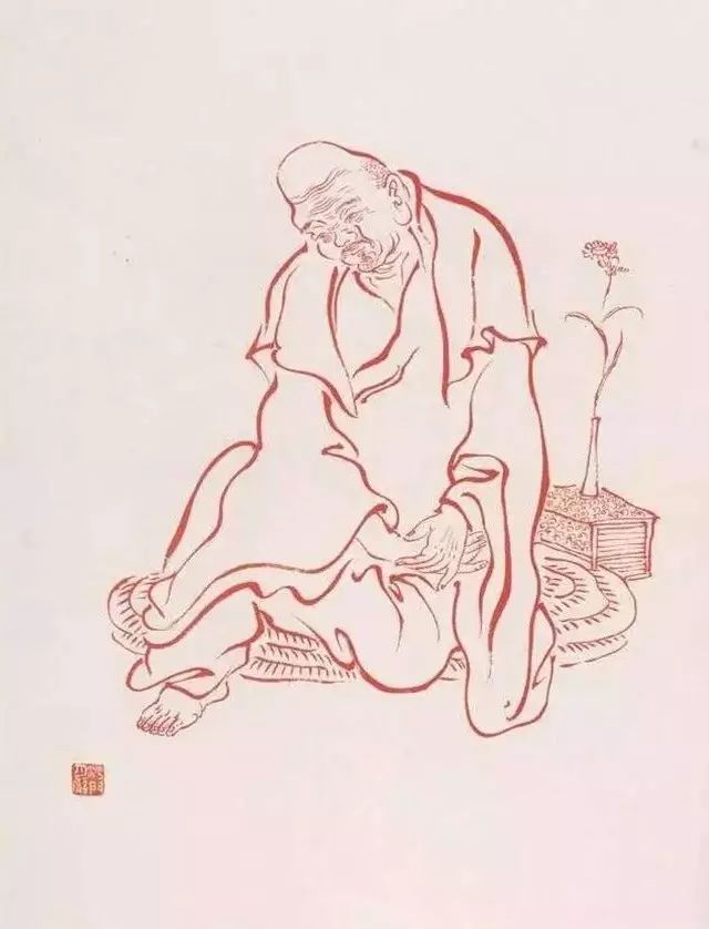 弘一法师的蓝底描金十八罗汉作品,弘一大师100万罗汉图写意