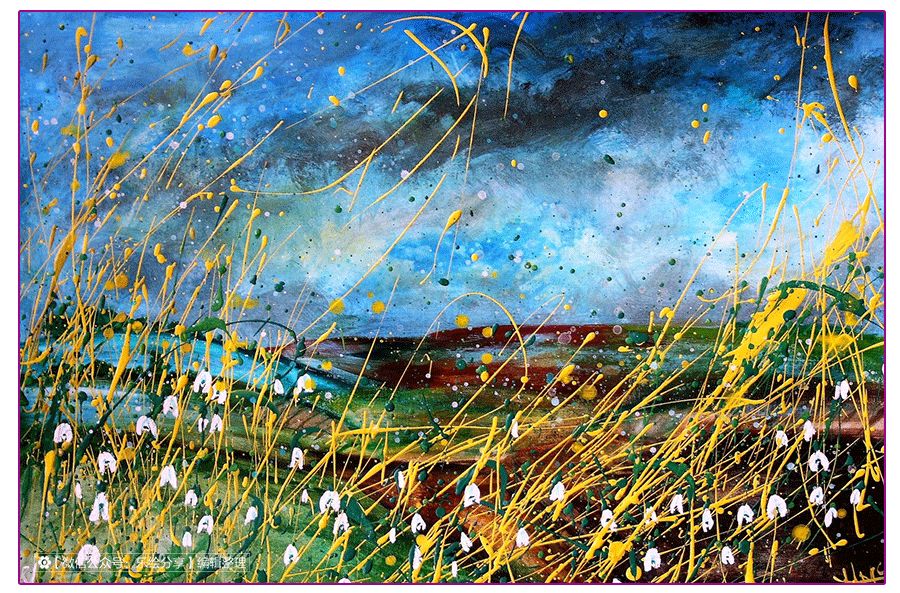 膏状水彩颜料绘画花草,藤蔓植物创意画颜料