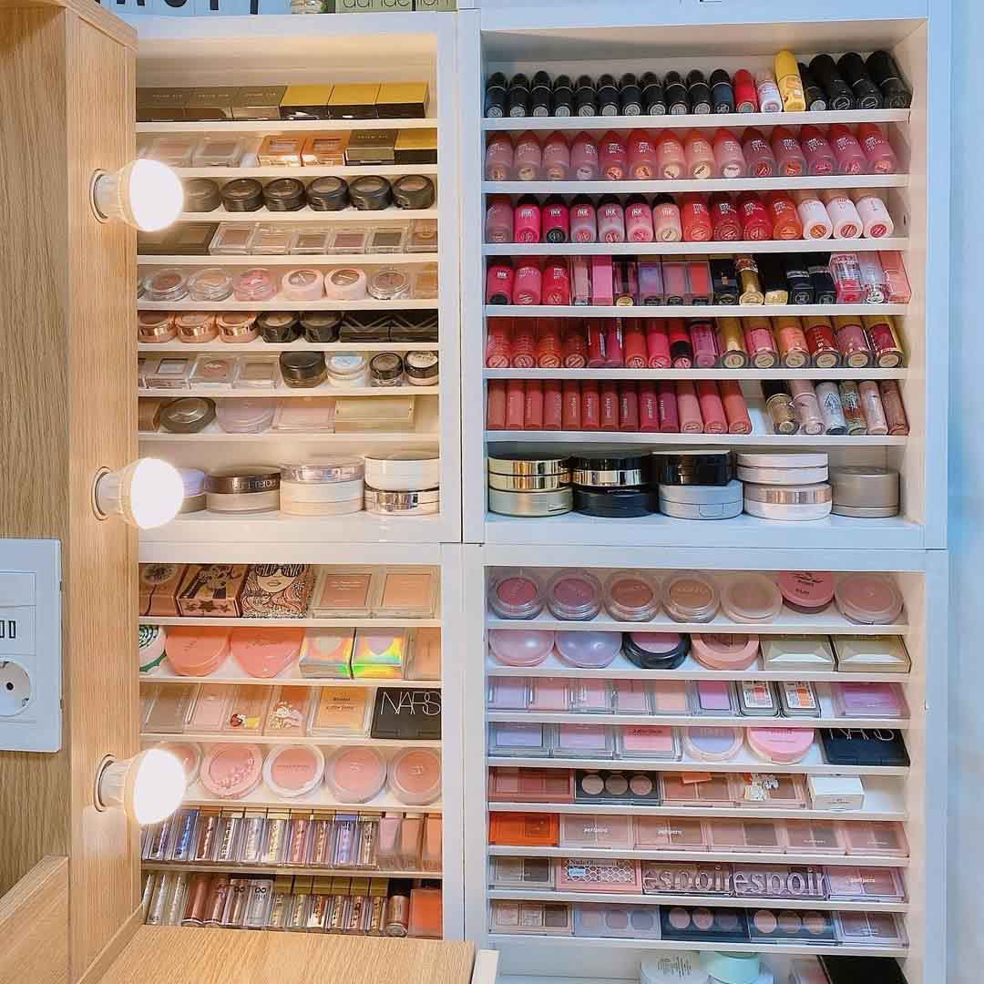 小姐姐沉浸式收纳化妆品,韩国小姐姐化妆品