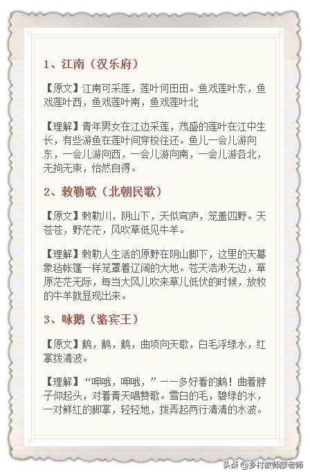 小学语文教材所有古诗及注释,小学语文课本所有古诗及文言文