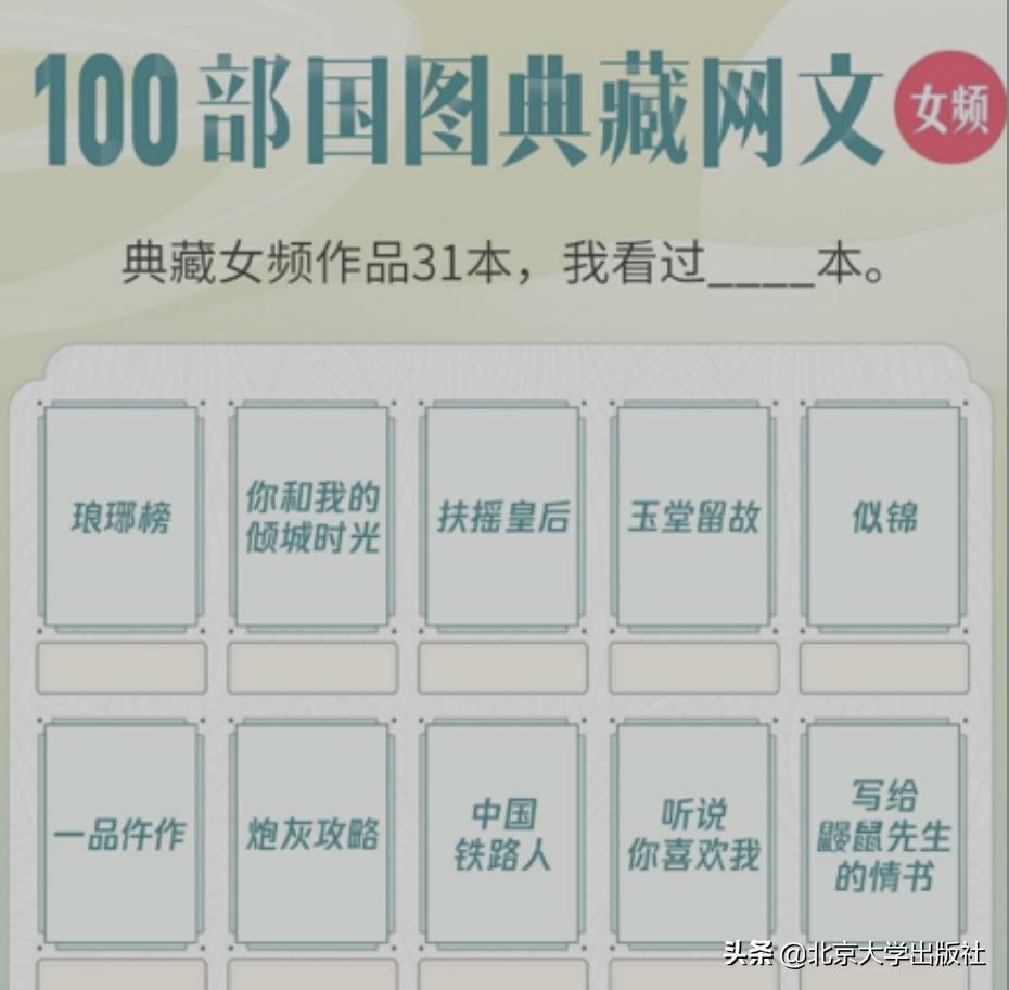 国图典藏百部网文,被国图收藏的网文