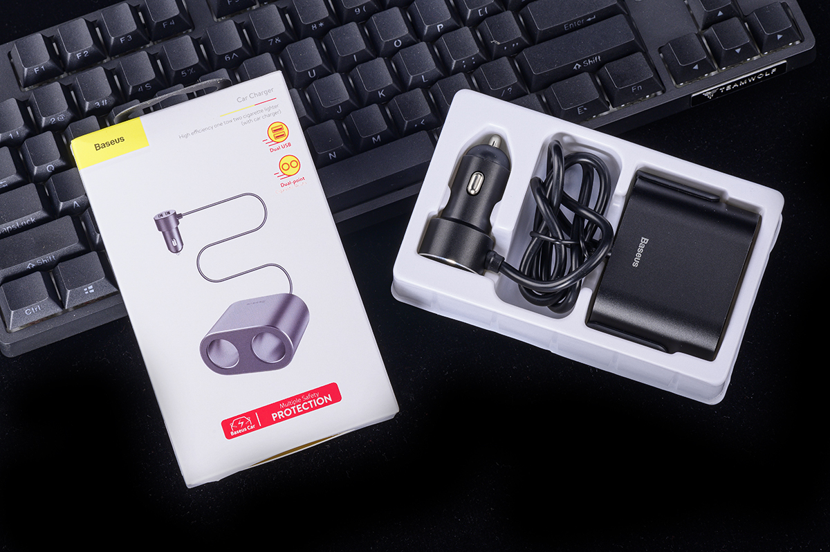 倍思点烟器车载快充数据线,车载点烟器插头转换器倍思