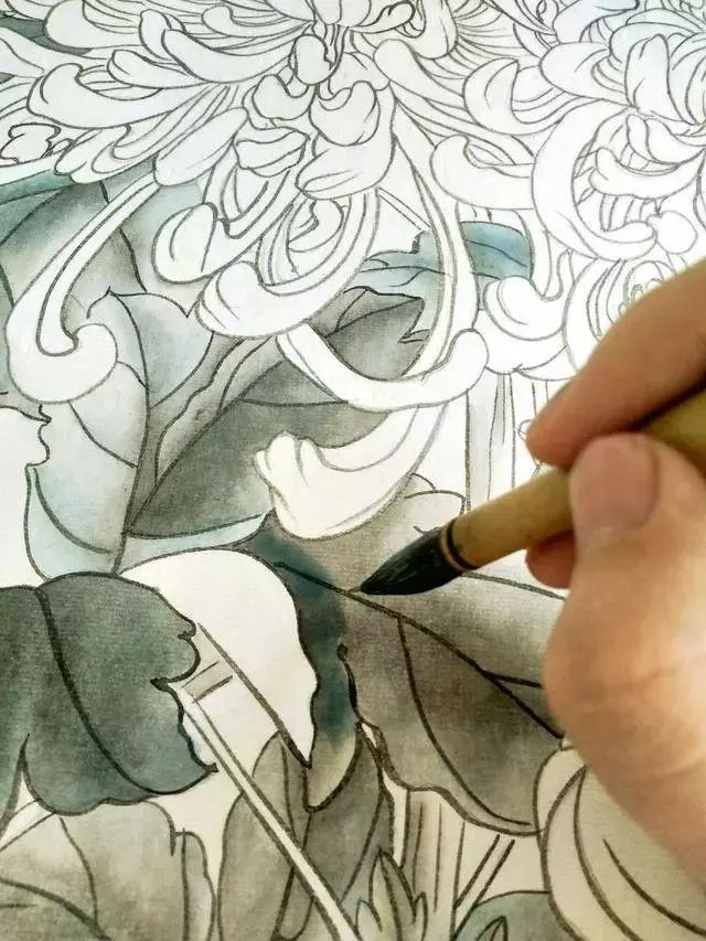 国画菊花教程工笔,工笔国画教程菊花蓝蝶