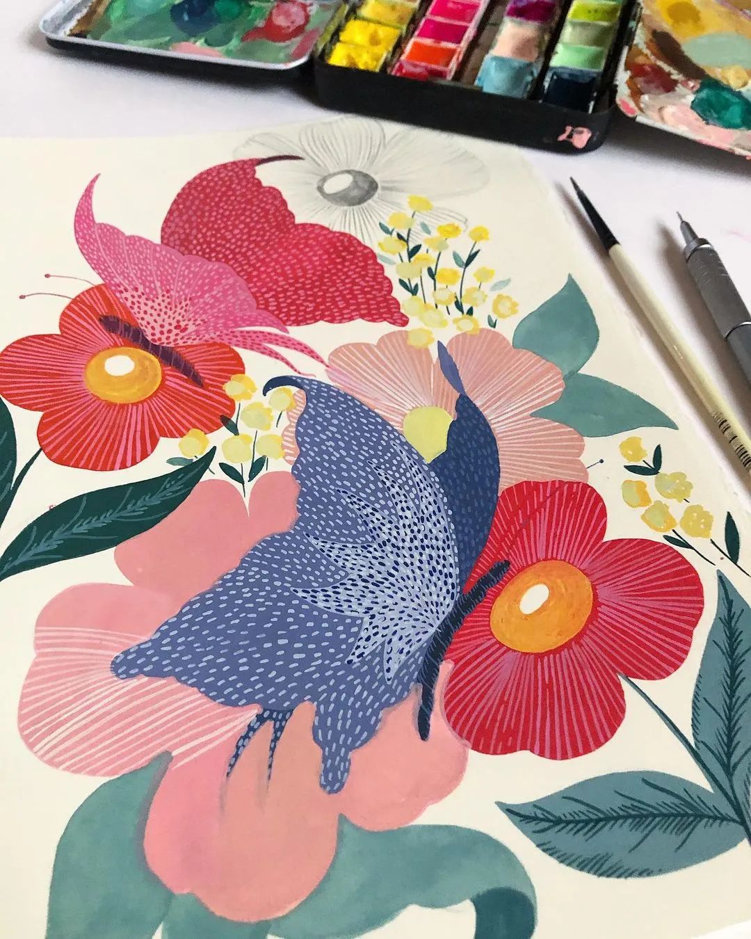 水彩渲染画建筑效果图,水彩平涂画