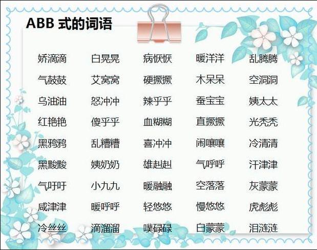aabbabab式词语大全集,小学aabc式词语大全