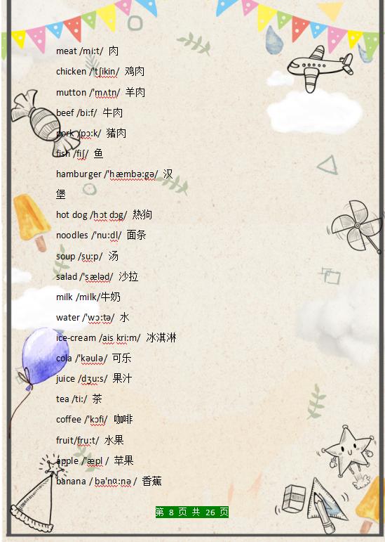 冀教版小学英语单词汇总带音标的,小学英语常用单词音标朗读