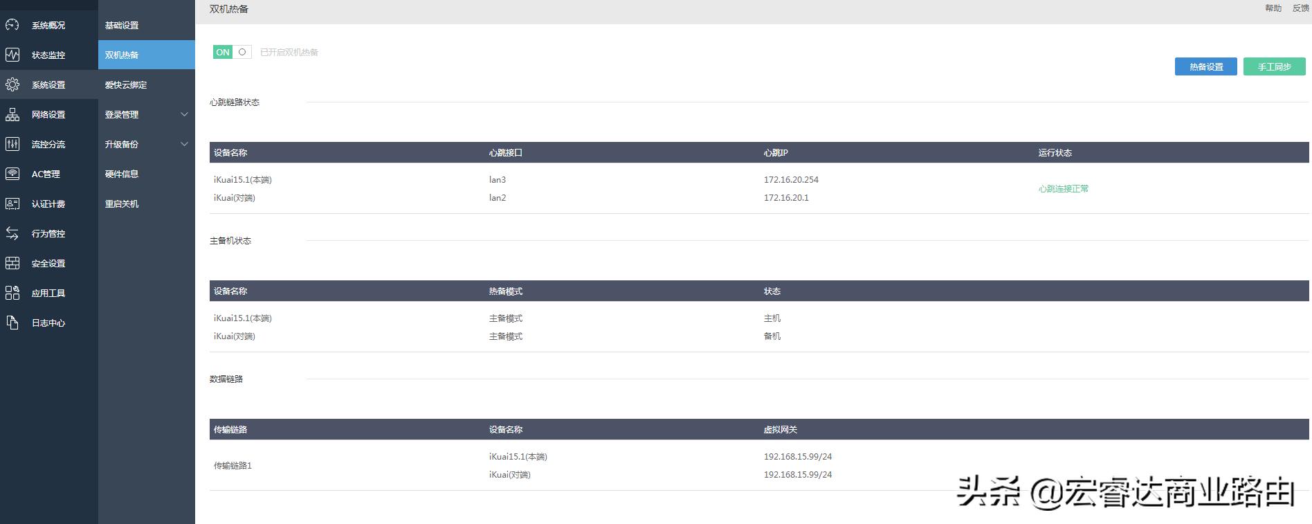 路由双机热备,路由器两条链路怎么备份