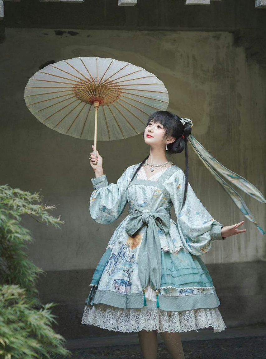 适合高个子的lo裙甜美风,lo裙中国风长裙