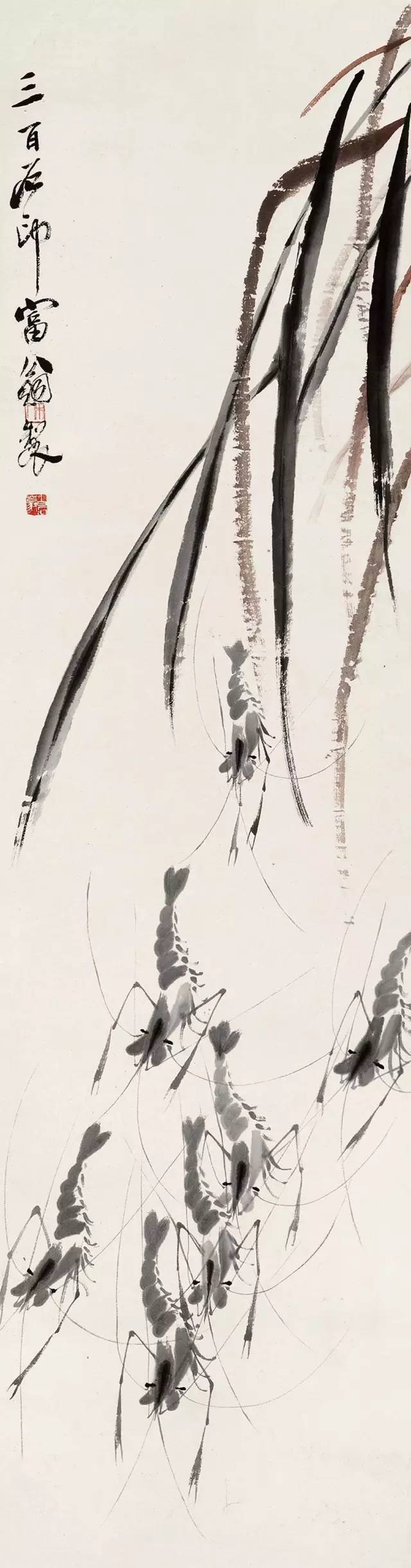 齐白石画虾换真虾,齐白石画虾的6只虾