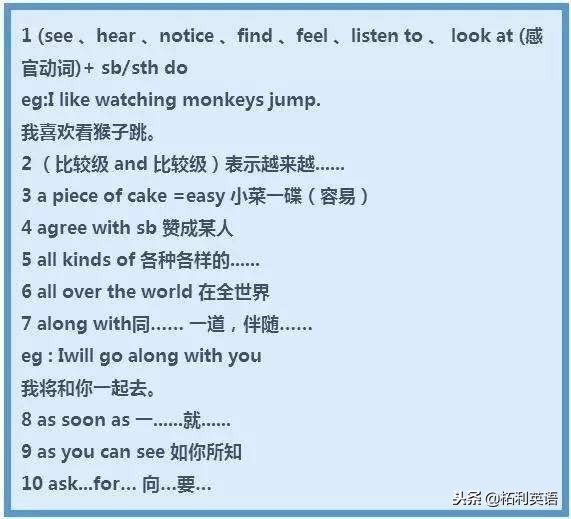 小学初中必背英语短语,初中英语短语固定搭配及用法