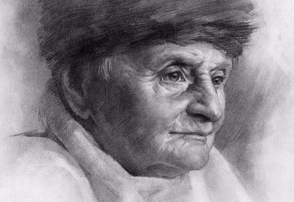 唯美风格素描画,妖娆的背影素描画