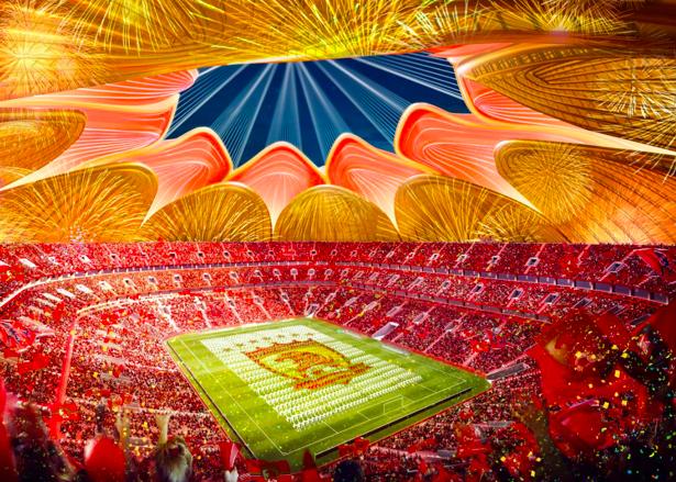 恒大足球场灯光秀效果图,广州恒大足球场灯光图