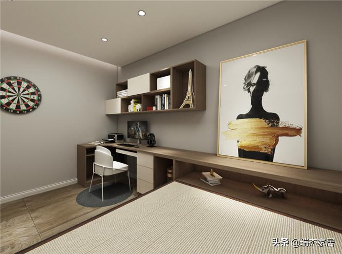 黑白对比层次分明，搭配木饰面格栅，给人一种简约纯净之美