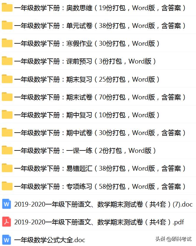 一年级下册数学必考题型10套,小学一年级数学专项归类复习卷三