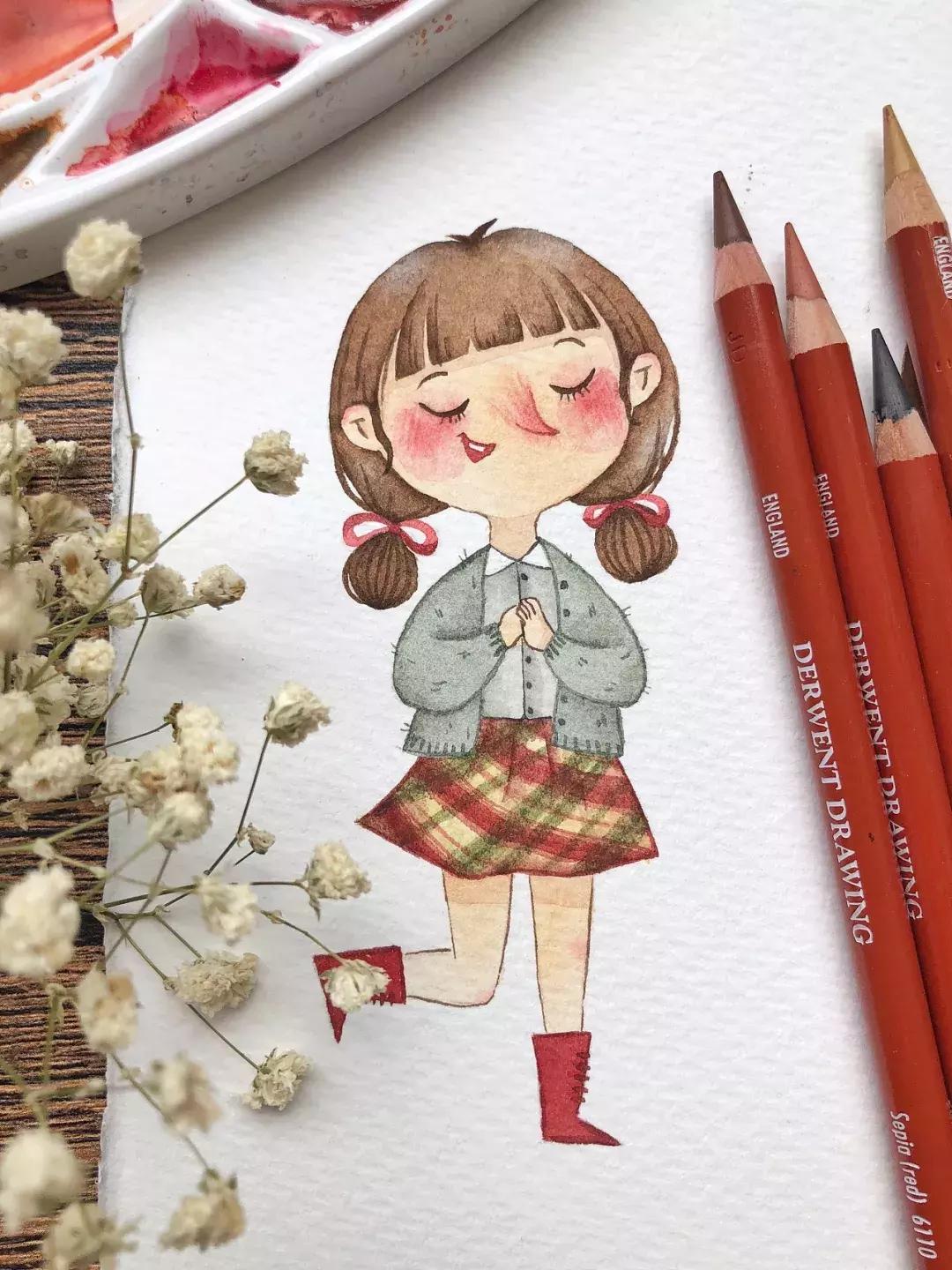 简笔画可爱小人插画,超萌可爱的插画小人