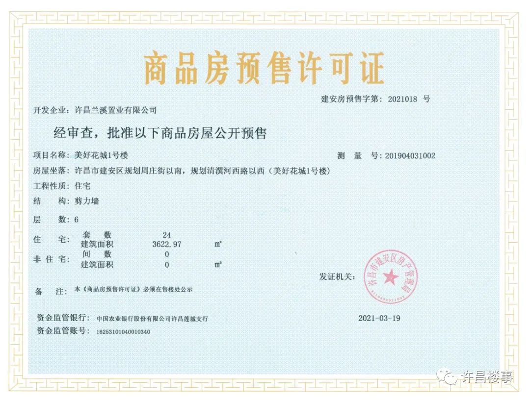 许昌市拿证速递:市区/建安区8盘拿证,附项目基本情况(3月)