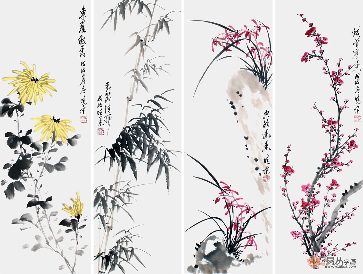 中国画梅兰竹菊四君子赏析,梅兰竹菊国画作品欣赏图文