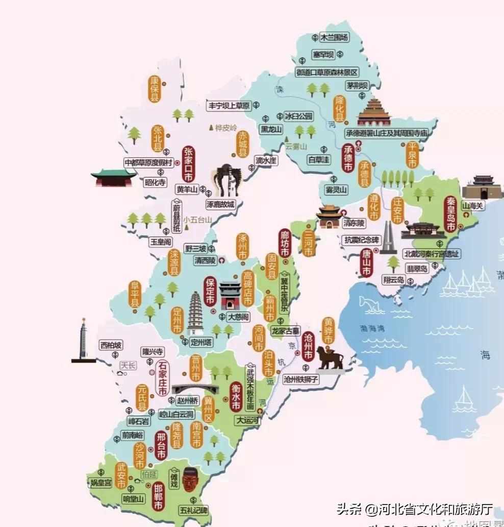 河北旅游地图高清大图,河北旅游示意图大全