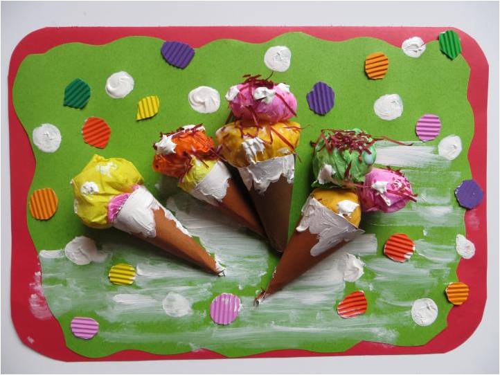 夏日冰淇淋少儿创意美术,清凉一夏主题冰淇淋绘画幼儿园