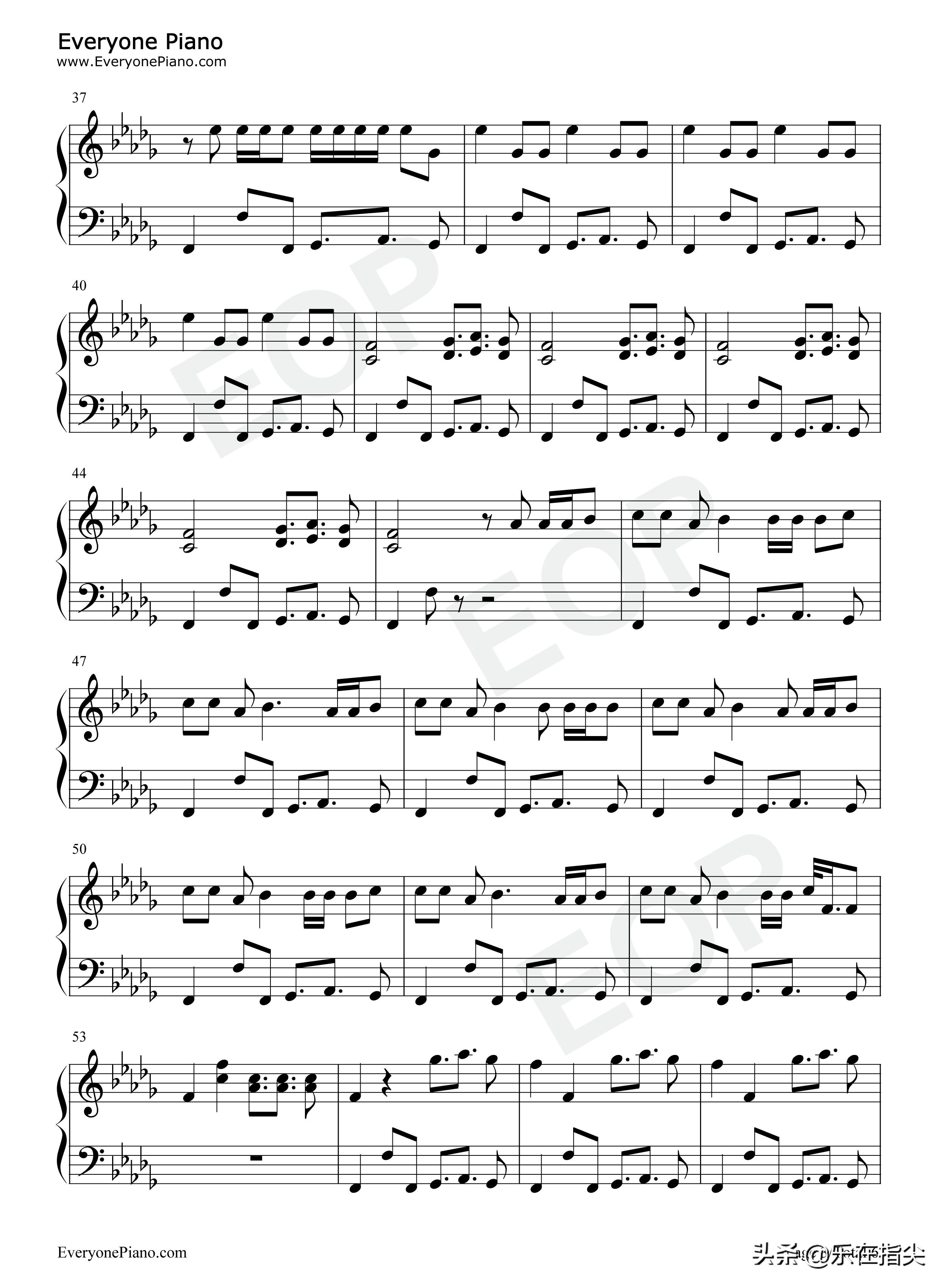 no钢琴谱五线谱,别知己五线谱钢琴谱双手指法