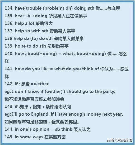 初中英语所有重点必背短语,初中英语固定搭配短语大全