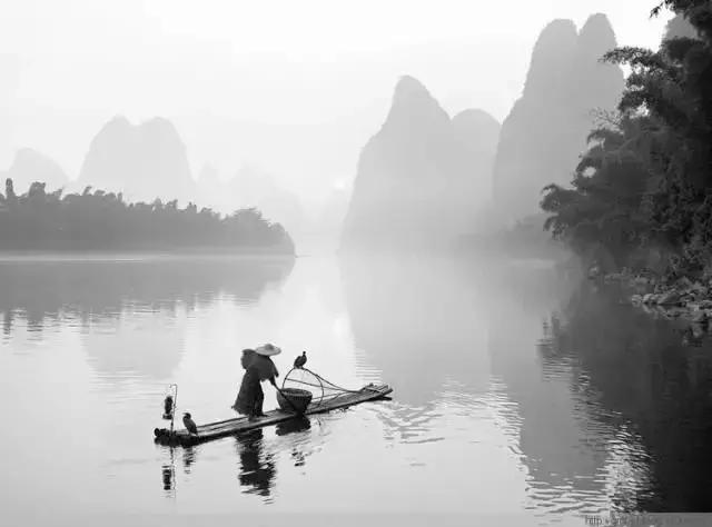 山水画的意境诗词,水墨山水画四尺作品