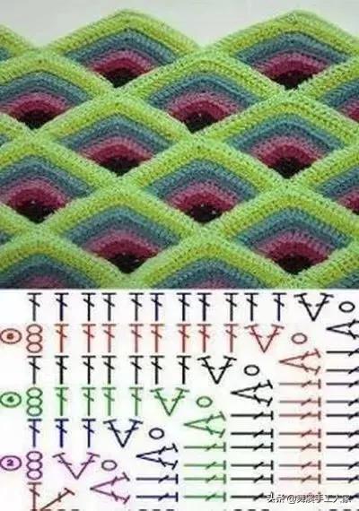 剩下的毛线钩织的小毛毯视频,毛线钩针编织斜纹彩虹毯子