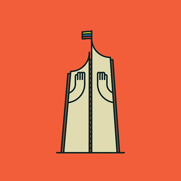 重庆城市旅游地标插画设计,展览设计灵感建筑插画作品