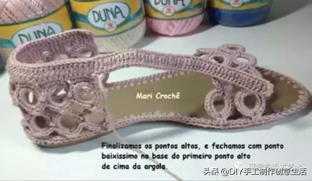 旧鞋底改造钩针鞋教程,手工钩鞋教程春夏季椰子鞋