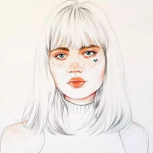淡淡的彩铅插画，好迷人、性感