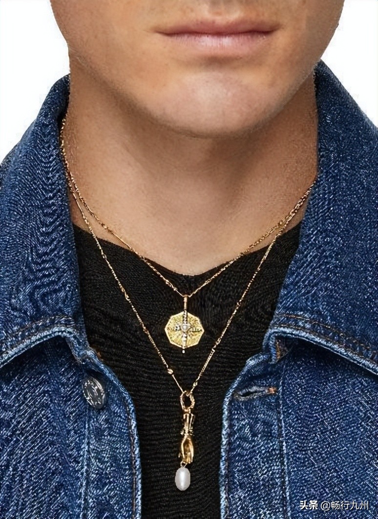 男士高档金属颈链,颈链男款高级感