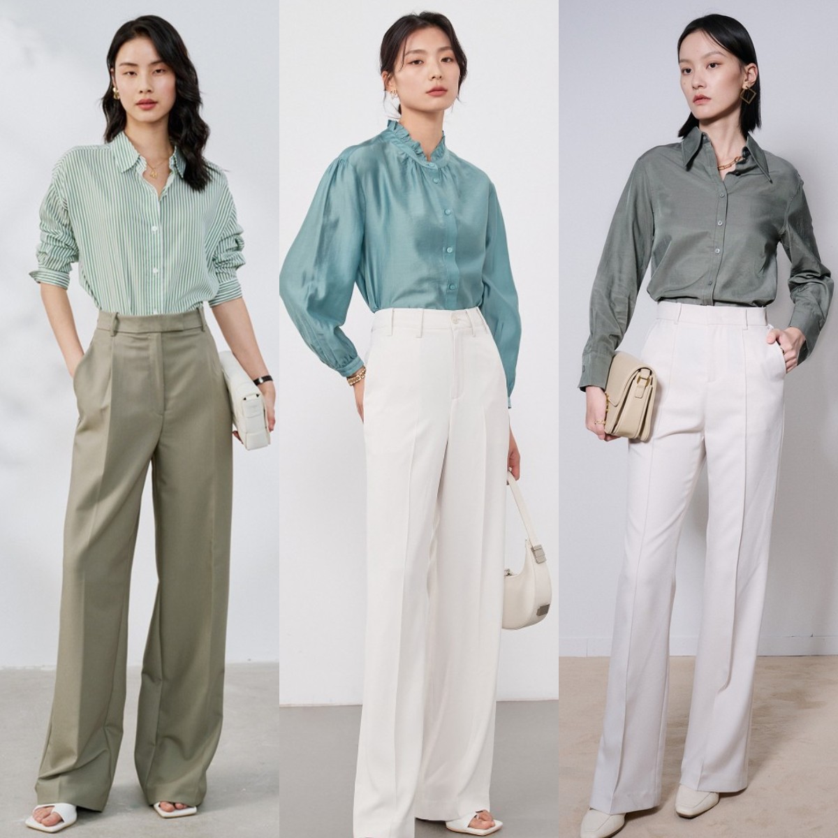 显瘦百搭阔腿裤这样穿好看又时髦,微胖穿衬衫搭阔腿裤