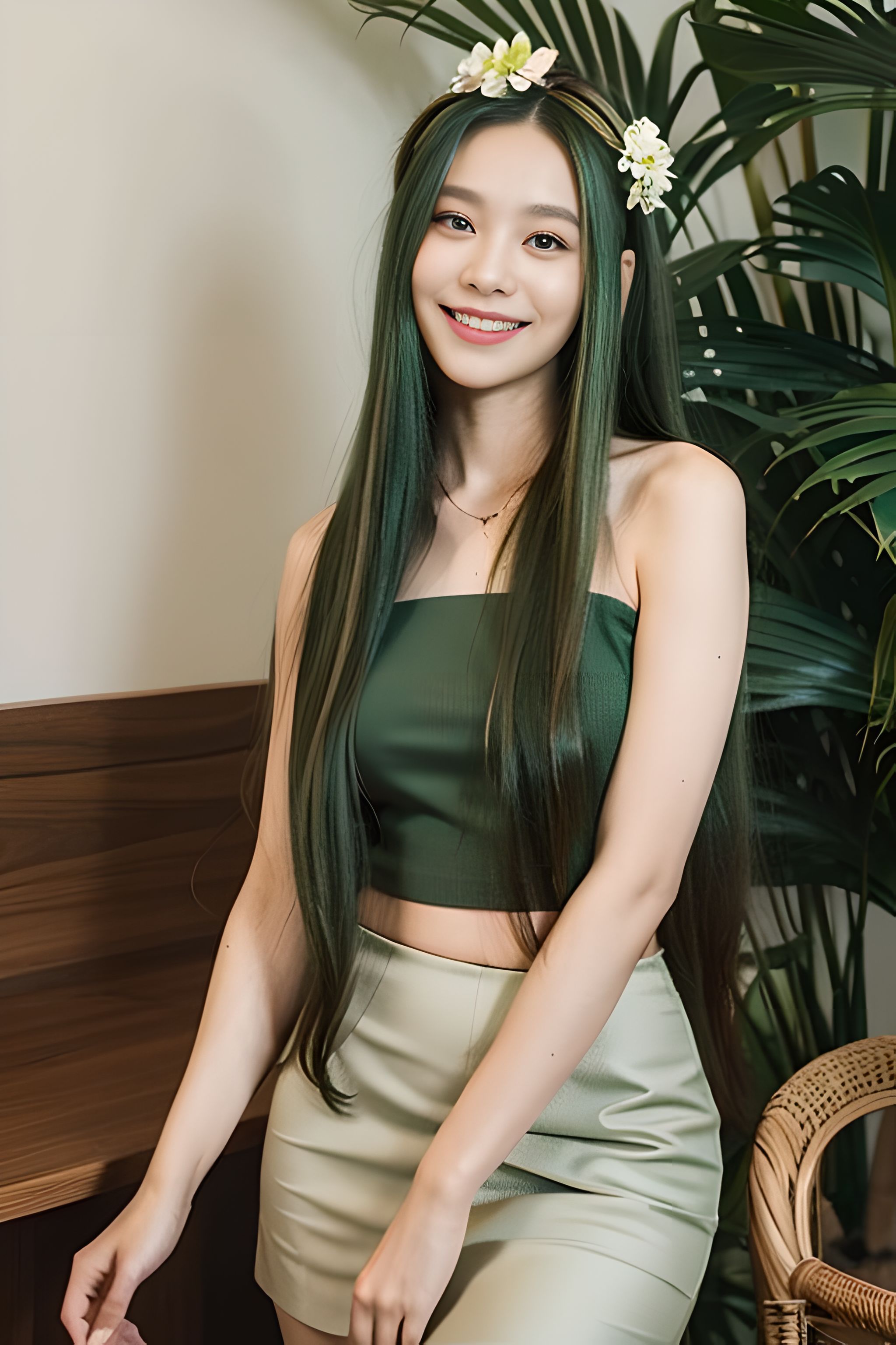 记得绿罗裙，处处怜芳草！绿头发，绿色迷你裙，绿出新芬芳！